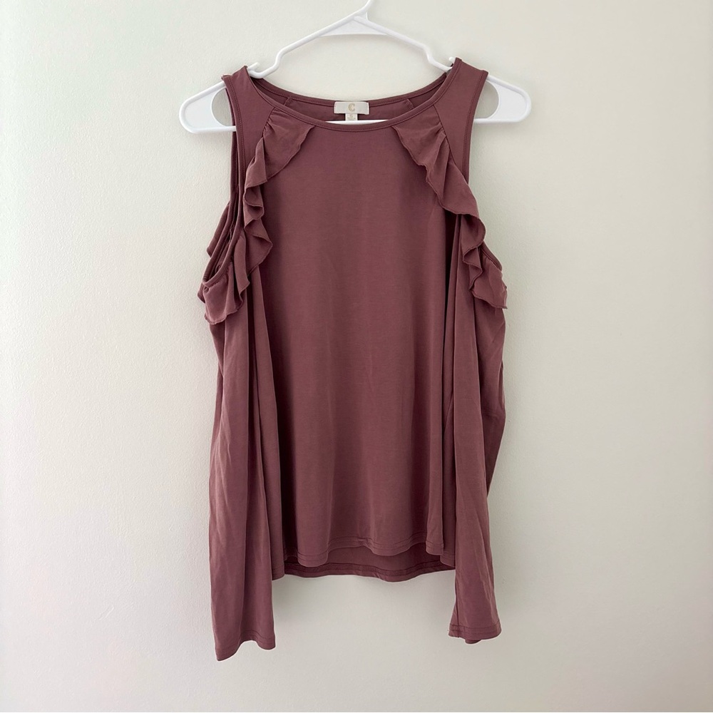 Mauve ruffle sleeve top
